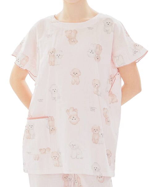 ダブルガーゼプードルプルオーバーパジャマ ルームウェア 上下セット 部屋着 綿100％ お肌に優しい やわらか 着心地がいい 大人可愛い 犬好きドッグ