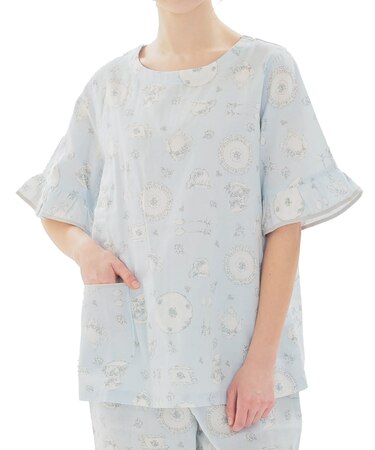 ダブルガーゼカトラリープルオーバーパジャマ ルームウェア 上下セット 部屋着 綿100％ お肌に優しい やわらか 着心地がいい 大人可愛い 食器 半袖