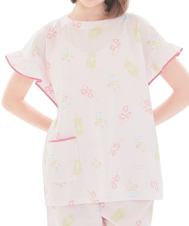 サッカーフルーツアイスプルオーバーパジャマサッカーフルーツアイスプルオーバーパジャマ ルームウェア 上下セット 部屋着 綿100％ お肌に優しい 涼しい