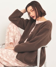 プードルフリースカーディガン 羽織 部屋着 ルームウェア もこもこ あたたか ボア フリース やわらか 軽い 着心地がいい 便利 無地 ポケットあり おしゃれ 秋冬