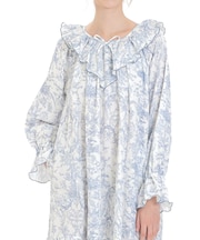 コットンダブルガーゼトワルドジュイナイトドレス ネグリジェ ナイトドレス ルームウェア 部屋着 綿100％ お肌に優しい 着心地がいい 秋 エレガント 大人かわいい おしゃれ ゆったり