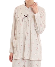 スムースカップケーキギャザーパジャマ ルームウェア 部屋着 大人かわいい 綿100％ お肌に優しい なめらか やわらか 着心地がいい スイーツ柄 チェリー さくらんぼ 上品