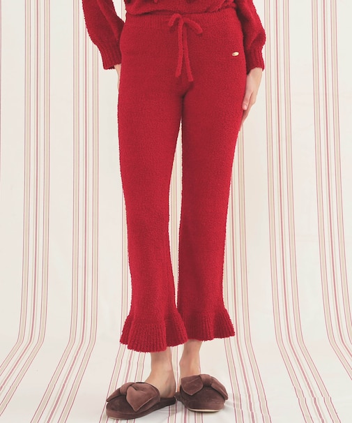 モールニットフレアパンツ 単品ボトム 部屋着 ルームウェア あったか もこもこ ふわもこ 軽やか おしゃれ 大人かわいい