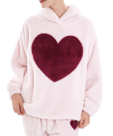 ストレッチボアハートセットアップ パジャマ 上下セット ルームウェア 部屋着 あったか もこもこ ふわもこ 大人かわいい おしゃれ