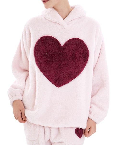 ストレッチボアハートセットアップ パジャマ 上下セット ルームウェア 部屋着 あったか もこもこ ふわもこ 大人かわいい おしゃれ