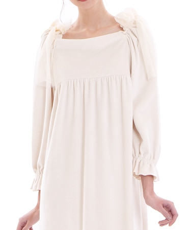 クララドレス ネグリジェ ナイトドレス ワンピース ルームウェア 部屋着 なめらか ストレッチ あったか リボン エレガント 上品 大人かわいい おしゃれ