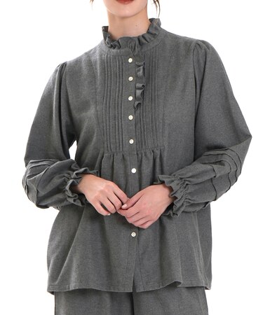 コットンフランネルシュクレフリルパジャマ ルームウェア 上下セット 部屋着 あったか やわらか 着心地がいい 綿100% お肌に優しい 大人かわいい おしゃれ 上品 エレガント