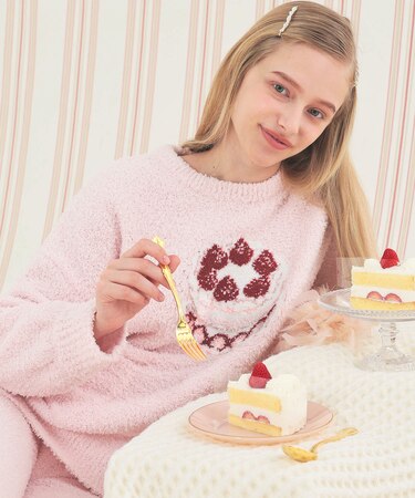 モールニットポップコーン＆ケーキトップス ルームウェア パジャマ 部屋着 あったか ふわもこ もこもこ 軽やか おしゃれ 大人かわいい