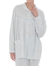 スムースうさぎローズフェミニンパジャマ 上下セット ルームウェア 部屋着 綿100％ やわらか 着心地がいい 動物柄 大人可愛い かわいい