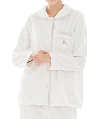 スノーパウダームジシャツパジャマ 上下セット ルームウェア 部屋着 もこもこ ふわもこ 厚手 あったか 着心地がいい 無地 大人可愛い かわいい