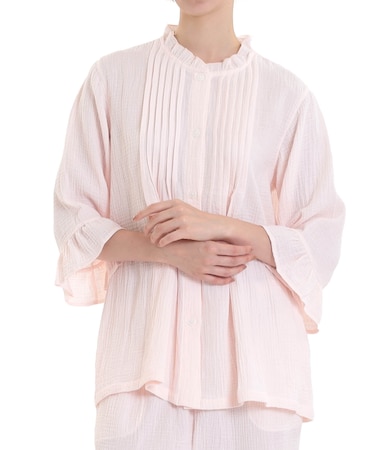 シュークリームガーゼ(R)クラシカル7分袖パジャマ 上下セット ルームウェア 部屋着 綿100％ お肌に優しい やわらか 着心地がいい エレガント きれいめ 上品 大人可愛い かわいい おしゃれ 顔色が明るく見える