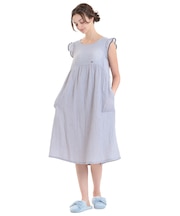 シュークリームガーゼ(R)ベーシックルームドレス ネグリジェ ルームウェア 部屋着 綿100％ お肌に優しい やわらか 着心地がいい パット付き 上品 大人可愛い おしゃれ