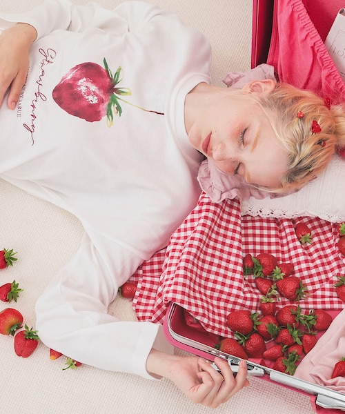 コットンスムースいちごセットアップ 上下セット ルームウェア 部屋着