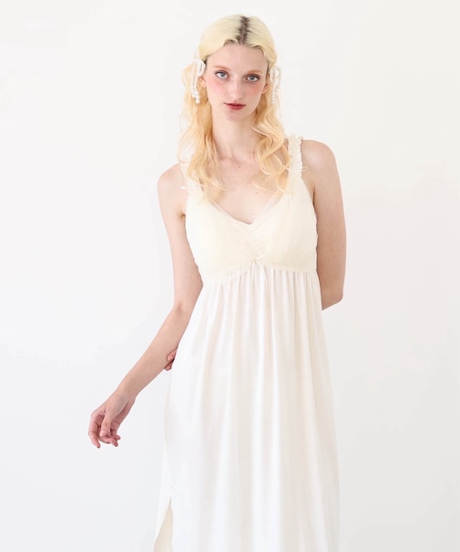 ヒロインナイトドレス ネグリジェ ワンピース ルームウェア 部屋着 やわらか 着心地がいい パット付き 甘い きれいめ 上品 大人可愛い かわいい 透明感 儚い おしゃれ