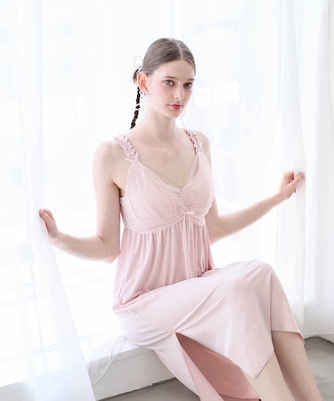 ヒロインナイトドレス ネグリジェ ワンピース ルームウェア 部屋着 やわらか 着心地がいい パット付き 甘い きれいめ 上品 大人可愛い かわいい 透明感 儚い おしゃれ