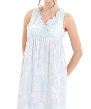 50/ダブルガーゼローズミュールノースリーブワンピース ネグリジェ ルームウェア 部屋着 綿100% お肌に優しい やわらか 着心地がいい パット付き きれいめ エレガント 上品 大人可愛い かわいい おしゃれ 春夏