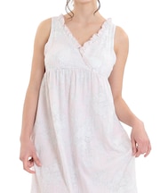 50/ダブルガーゼローズミュールノースリーブワンピース ネグリジェ ルームウェア 部屋着 綿100% お肌に優しい やわらか 着心地がいい パット付き きれいめ エレガント 上品 大人可愛い かわいい おしゃれ 春夏