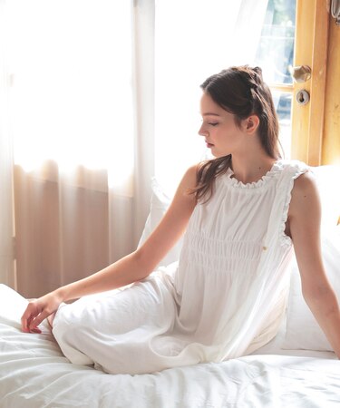 ハイクオリティーパイルノースリーブワンピース ネグリジェ ルームウェア 部屋着 綿混 お肌に優しい やわらか 着心地がいい ベーシック 無地 上品 大人可愛い かわいい おしゃれ