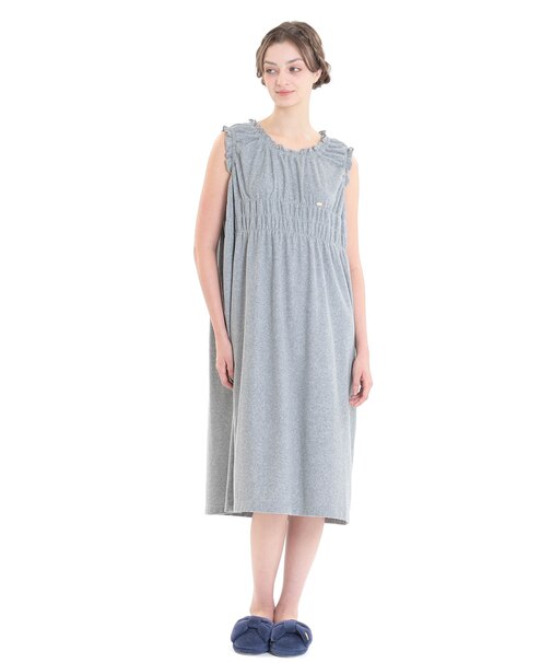 ハイクオリティーパイルノースリーブワンピース ネグリジェ ルームウェア 部屋着 綿混 お肌に優しい やわらか 着心地がいい ベーシック 無地 上品 大人可愛い かわいい おしゃれ