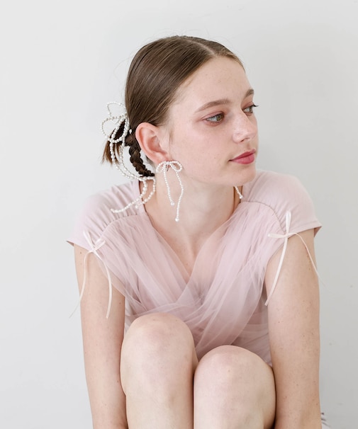 ルナ・チュールセットアップ 上下セット パジャマ ルームウェア 部屋着 やわらか 着心地がいい カシュクール 上品 大人可愛い かわいい おしゃれ 儚い ショートパンツ