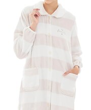 スノーパウダーボーダーワンピース ネグリジェ 羽織 ガウン ルームウェア 部屋着 もこもこ ふわもこ 厚手 あったか 着心地がいい ボーダー柄 大人可愛い かわいい