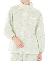 接結（綿入り）シマエナガスタンドカラーパジャマ 上下セット ルームウェア 部屋着 綿混 あったか 着心地がいい 動物柄 鳥 大人可愛い かわいい