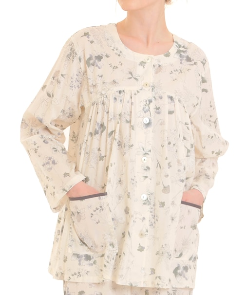 楊柳フラワーパジャマ 上下セット ルームウェア 部屋着 綿100％ お肌に優しい 着心地がいい 草花柄 ナチュラル 上品 大人可愛い おしゃれ