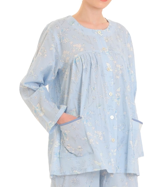 楊柳フラワーパジャマ 上下セット ルームウェア 部屋着 綿100％ お肌に優しい 着心地がいい 草花柄 ナチュラル 上品 大人可愛い おしゃれ