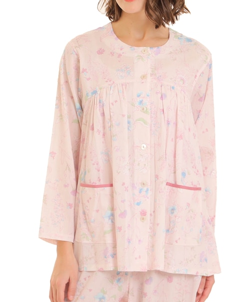 楊柳フラワーパジャマ 上下セット ルームウェア 部屋着 綿100% お肌に優しい 着心地がいい 草花柄 ナチュラル 上品 大人可愛い おしゃれ