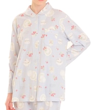 天竺ストロベリーカトラリーシャツパジャマ 上下セット ルームウェア 部屋着 綿100％ お肌に優しい やわらか 着心地がいい いちご 食器 上品 かわいい 大人可愛い おしゃれ