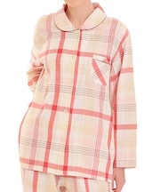 ダブルガーゼマドラスチェックシャツパジャマ 上下セット ルームウェア 部屋着 綿100％ お肌に優しい やわらか 着心地がいい チェック柄 ベーシック 上品 かわいい 大人可愛い おしゃれ