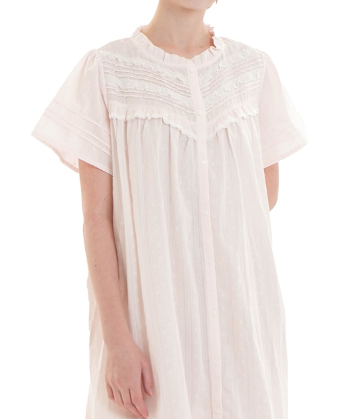 コットンカットドビーフリルワンピース ネグリジェ ルームドレス ルームウェア 部屋着 フリル ロマンティック 大人かわいい おしゃれ 上品 綿100％ お肌に優しい 着心地がいい