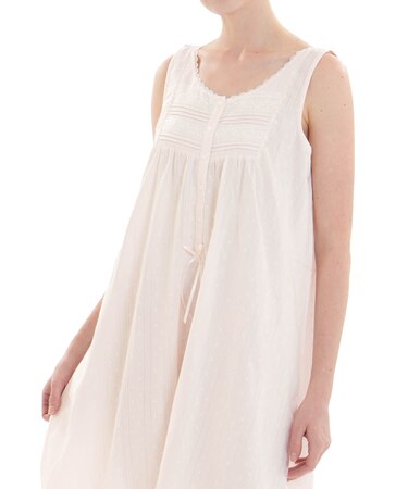 コットンカットドビーノースリーブワンピース ネグリジェ ナイトドレス ルームウェア 部屋着 レース ロマンティック 大人かわいい おしゃれ 上品 綿100％ お肌に優しい 着心地がいい