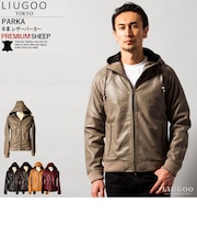 本革 レザーハイネックパーカー メンズ リューグー PRK01A