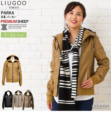 本革 レザーハイネックパーカー レディース リューグー PRK01LB