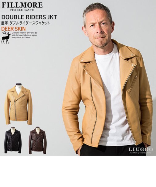 FILLMORE 本革 ディアスキンダブルライダースジャケット メンズ フィルモア DRY13A