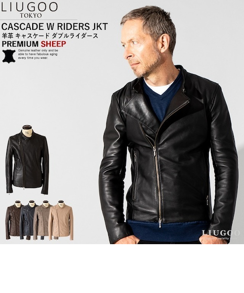 FILLMORE 本革 ディアスキンダブルライダースジャケット メンズ