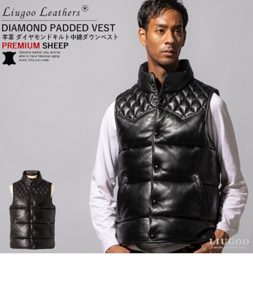 本革 中綿ダウンベスト メンズ リューグーレザーズ VST06A