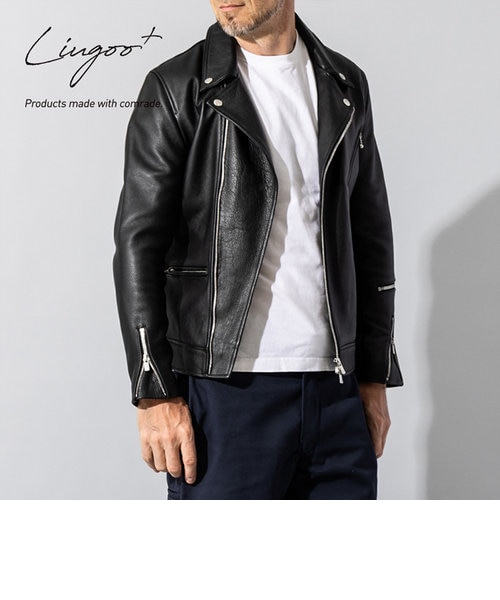 オトコフクdxコラボ】LIUGOO PLUS カーフスキン シングルライダース