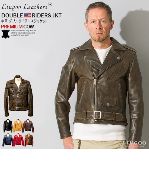 本革 ダブルライダースジャケット メンズ リューグーレザーズ DRY01A