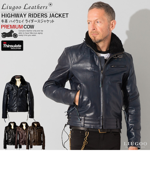 本革 ウィングネック ダウンライダース メンズ リューグーレザーズ