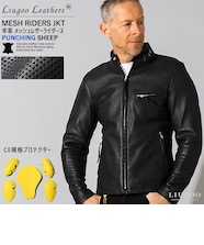 Liugoo Leathers 本革 メッシュレザー シングルライダースジャケット 