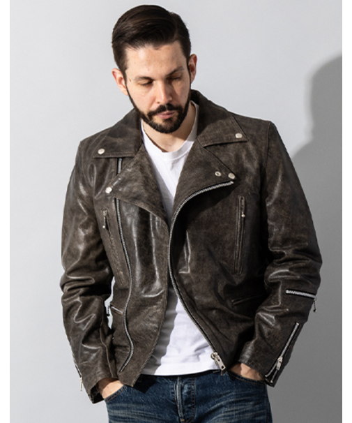 Liugoo Leathers 本革 UKダブルライダースジャケット 着脱ライナー DRY02BFA