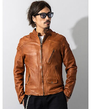 Liugoo Leathers 本革 フルベジ ビンテージ仕上げ シングルライダース SRS25A