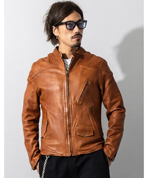 Liugoo Leathers 本革 フルベジ ビンテージ仕上げ シングルライダース SRS25A