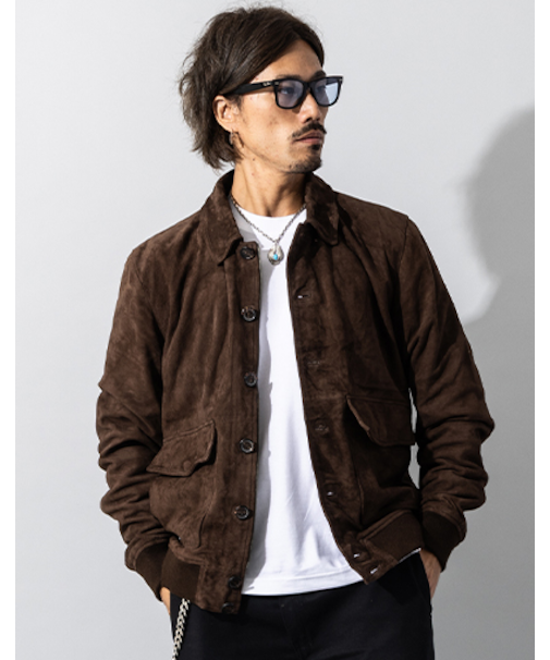 Liugoo Leathers 本革 スエードブルゾン A-1フライトジャケット MIL10A