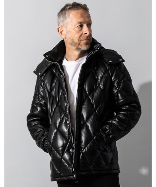 Liugoo Leathers 本革 ダイヤモンドキルト レザーダウンジャケット