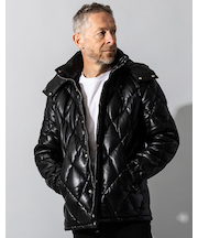 Liugoo Leathers 本革 ダイヤモンドキルト レザーダウンジャケット WNG19A