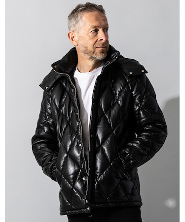 Liugoo Leathers 本革 ダイヤモンドキルト レザーダウンジャケット WNG19A