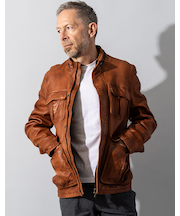 Liugoo Leathers 本革 フルベジ ビンテージ仕上げ M-65タイプ SFJ24B